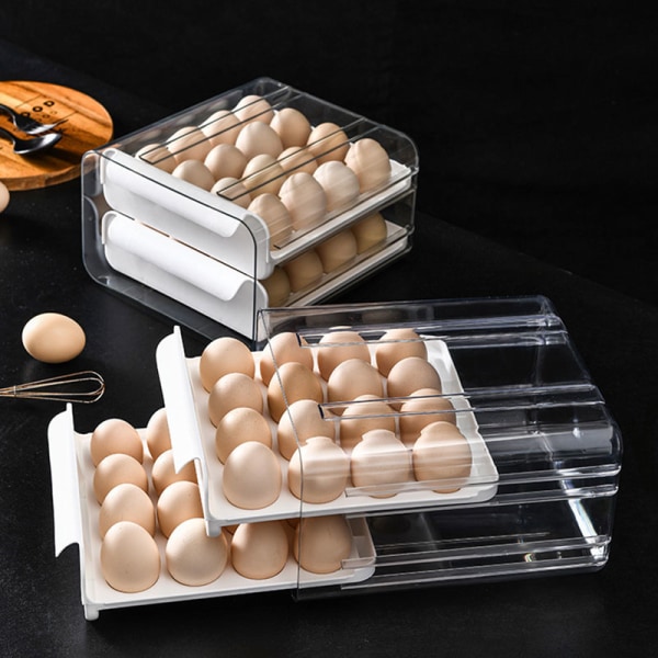 32 Grid Egg Skuffe Køleskab Transparent opbevaringsstativ White