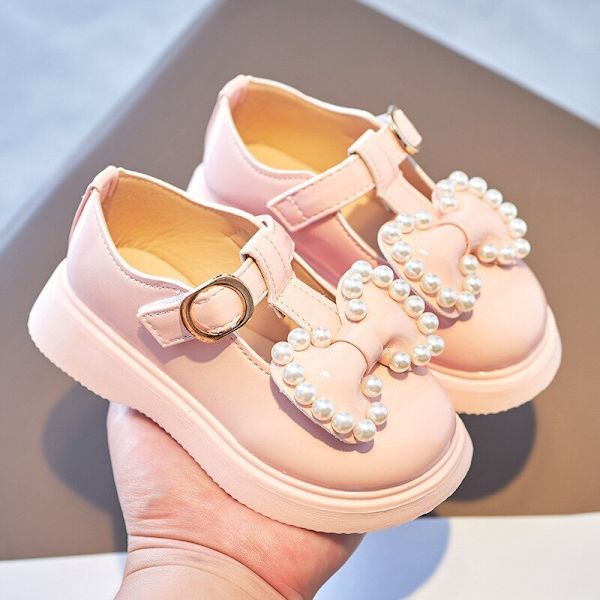 Läderskor med pärlor Beading Princess Söt Söt Mjuk Bekväma Barn Flats black 27