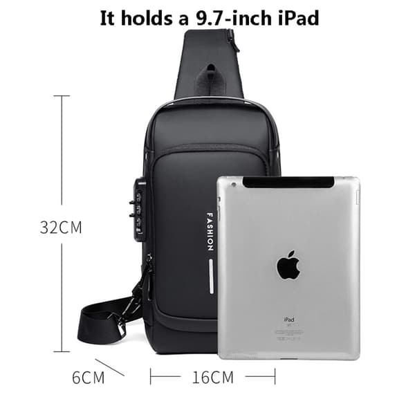 Monitoimiset varkaudenesto USB olkalaukut gray+brown 16*6*32cm