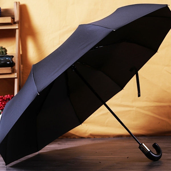 Luksus Automatisk Paraply Regn Mørk Business Træ Solparaply C
