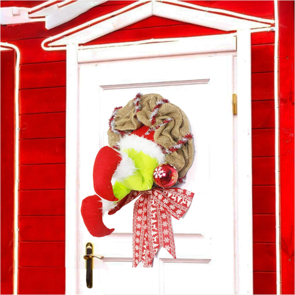 Christmas Burlap Design Hem Ytterdörr Elf Ben Kransbåge colorful small