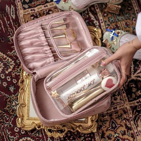 Organizer med stor kapacitet pink transparent  L