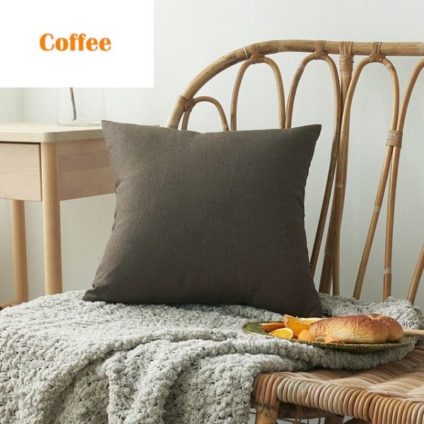 Kiinteä vedenpitävä tyynyliina Yksinkertainen puhdasvärinen cover polyesterityynynpäällinen vedenpitävä koristeellinen case sohvalle Coffee 45X45CM