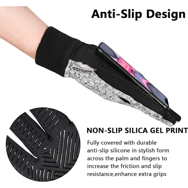 Vinterhandskar -10℃ 3M Thinsulate Thermal Kallt väder Varma handskar Löparhandskar Deep-black S