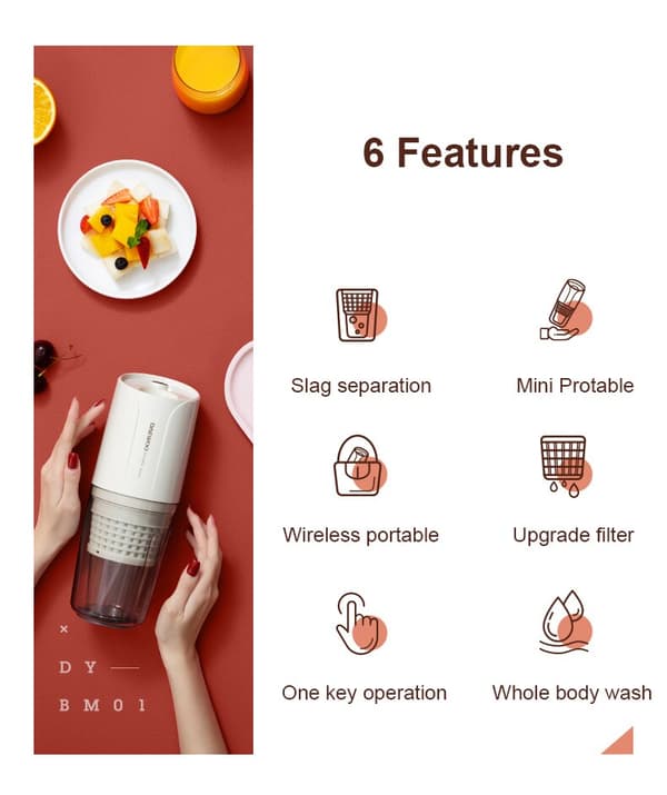Bärbar Elektrisk Juicer Blender Mini Blender white