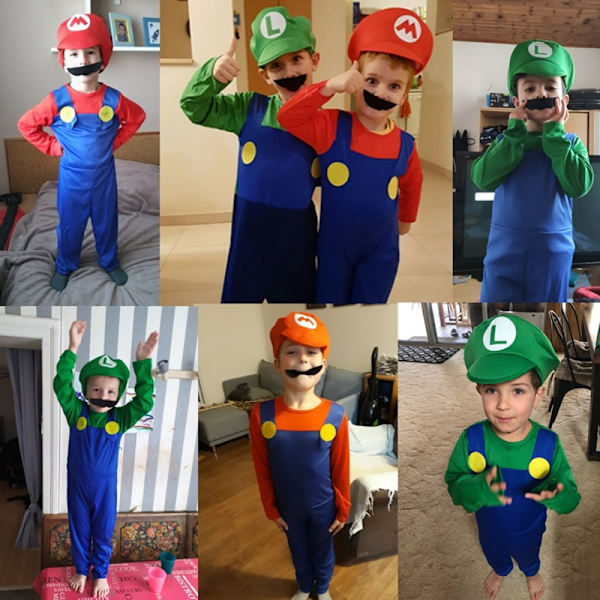 Lapsi Anime Hauskat Halloween-asut Super Mari Luigi Brother -asu green+dress m