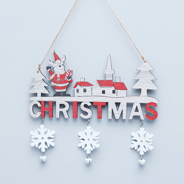 Trä juldörr hängande prydnadsföremål Vägg December Merry snowman 20*19cm