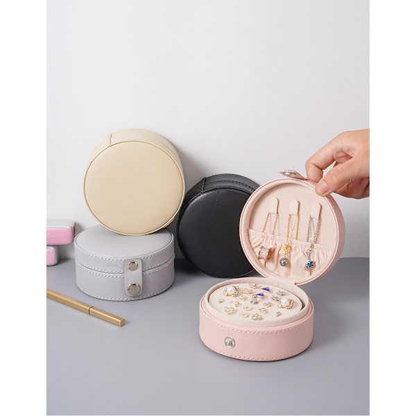 Smycken Knapp Läder Organisering Smyckeskrin beige