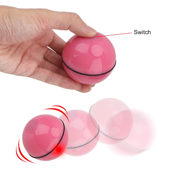 Elektrisk rullande smart boll USB laddning Automatisk kattleksak pink 6.4cm(diameter)