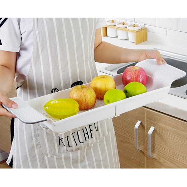 Badekarhylde Udtrækkelig Badeværelse badekar bakke Bruser Caddy Bath Rack white 55*17*5cm