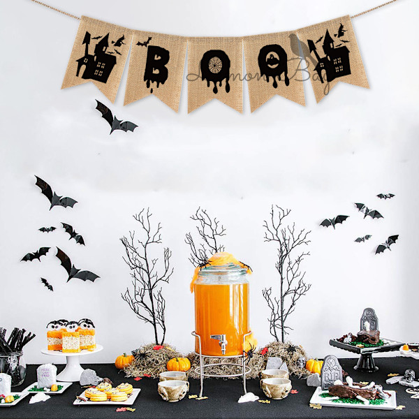 Jute Orange Sort Banner Rustik Land Glædelig Halloween khaki 13*17cm
