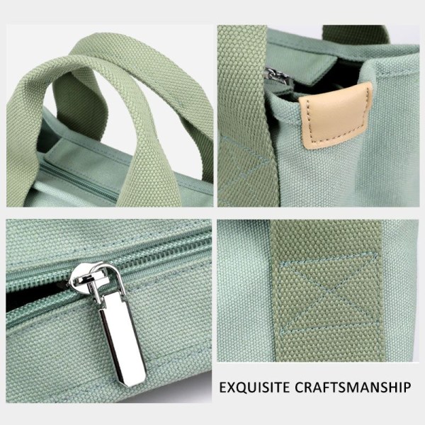 Stor kapacitet multi-pocket håndlavet enkel shopping mulepose green 29*33*14cm