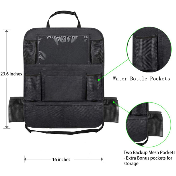 Auton takaistuimen organizer näytön tabletin pidikkeellä black 61*41cm