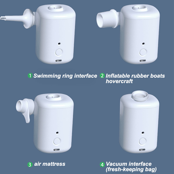 Mini elektrisk luftpump uppblåsbar simring white