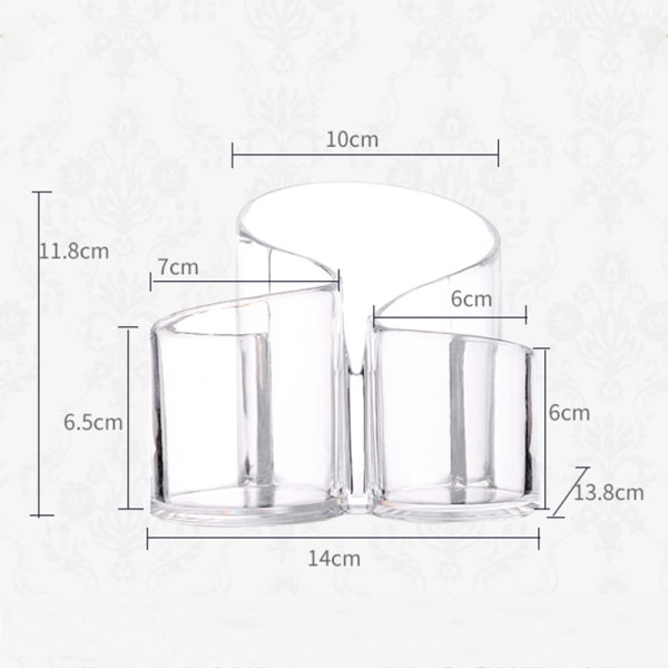 Transparent kosmetisk borste förvaringsbox case Make Up Organisera transparent 14x13.8x11.8cm