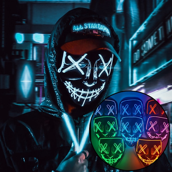 Halloween Colplay Purge Mask LED-ansiktsmasker för barn red
