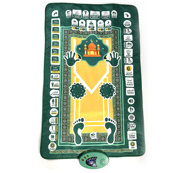 Islamisk elektronisk bönematta Muslim Musallah Namaz Mat - 6 farver Green