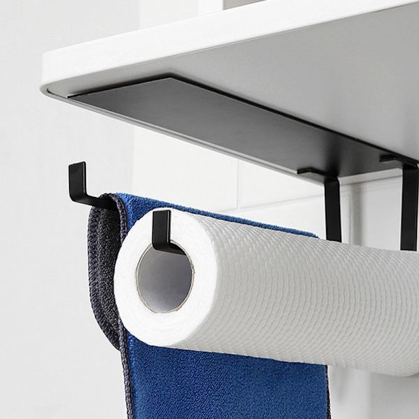 1 kpl hiiliteräksinen paperipyyhepidike, itseliimautuva kaapin alle paperirullapidike Keittiön kylpyhuonetarvikkeet white