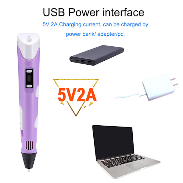 3D-udskrivning tegnepen med LCD-skærm purple 0.7MM