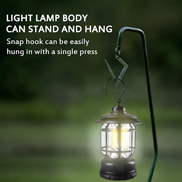 LED Camping Lantern riippuva telttavalo Retro kannettava lamppu red rechargeable type