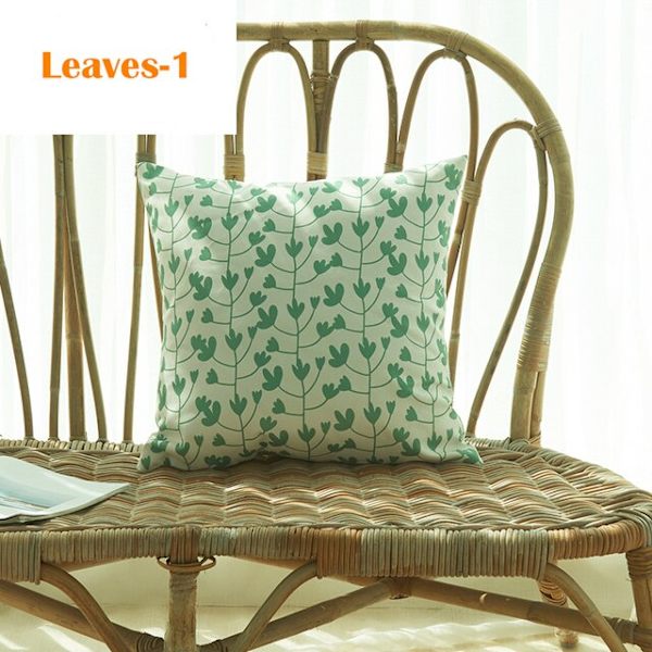 Solid vandtæt pudebetræk Enkel ren farve farvet polyester pudebetræk Vandtæt dekorativ pudebetræk til sofa Leaves-1 45X45CM