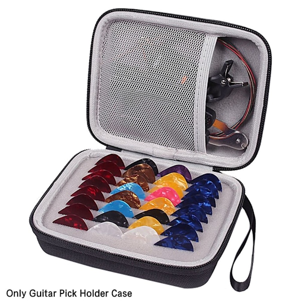 Case Bärbar Hållare Dragkedja Läder Pick förvaringsväska black 15*12*5.5 cm