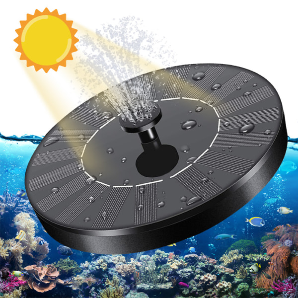 Solar Bird Bath Garden Kelluva suihkulähde black 16cm