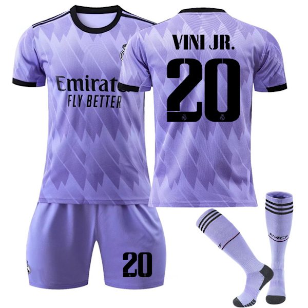 Lapsi / Aikuinen 22 23 World Cup Real Madrid -vieras Jersey Soccer Set VINI JR-20 #22