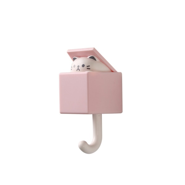1 stk Soveværelse Dør Hangers Kroge Nøgle Paraply Håndklæde Cap Frakkestativ Vægdekoration Pink cat