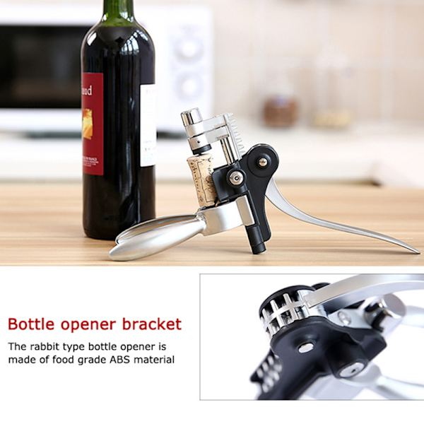 Kaninformad vinöppnare i zinklegering black 15.5*7*16cm