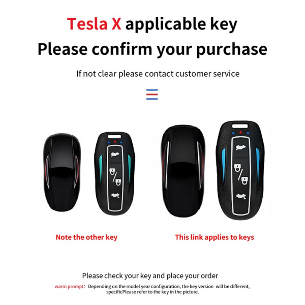 Car Smart Key Case Cover för Tesla Model X 3 Bag Protector Fob Band Skalhållare carbon black