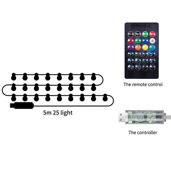 Utomhus julgran RGB String Lights dekoration 5m25leds
