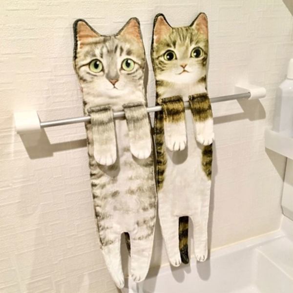 rolig katt handduk kök badrum handduk boll Tabby cat