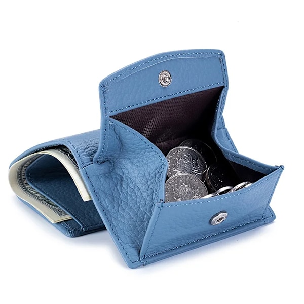 Damer Mini Plånbok Kvinnor Pu Läder Plånböcker Kvinna Kohud Plånböcker Baby blue