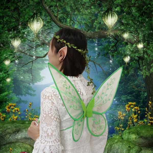 Halloween Fairy Wings Dress-Up Wings Skogstomtekostymer Green One Size