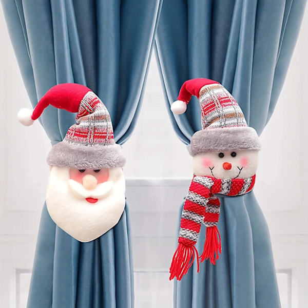 1 kpl jouluverhosolki, jossa lumiukko Söpö verhokoriste Luova verhosolki snowman 1PC
