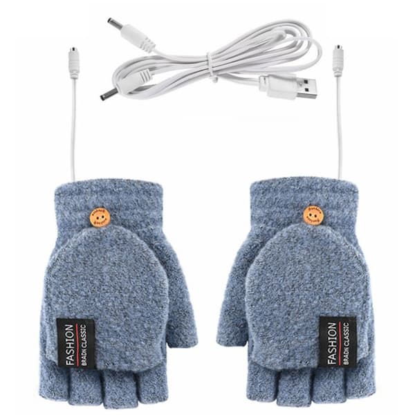 USB Electric Gloves Lämmitys Cabriolet Fingerless Glove light gray