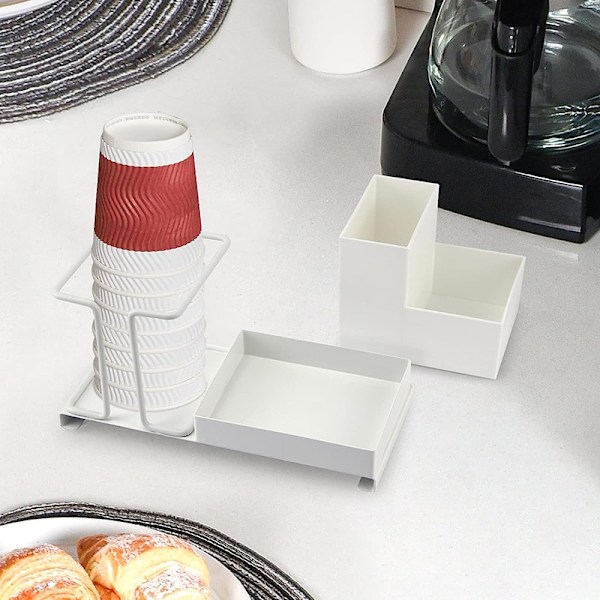 Engangskopholder Creative Desktop Papirkopopbevaringsstativ Take Cup Stativ Kontor Tepose Kaffe Kapsel Organiseringsboks White