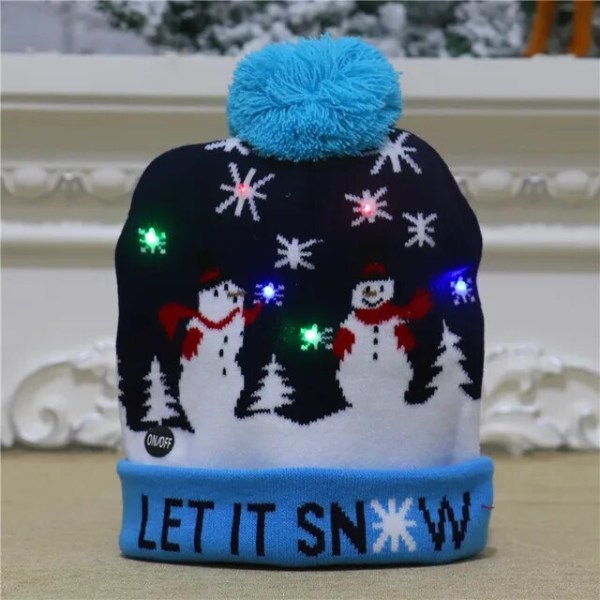 Jouluinen Led Light Neulotut Pipot Lasten Neulottu Cap Valoa säteilevä Led Villainen Lämmin Kylmä H elasticity