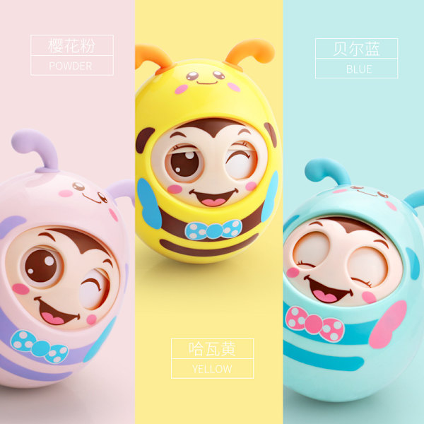 Baby tumlare roly-poly bee silikonleksaker blue
