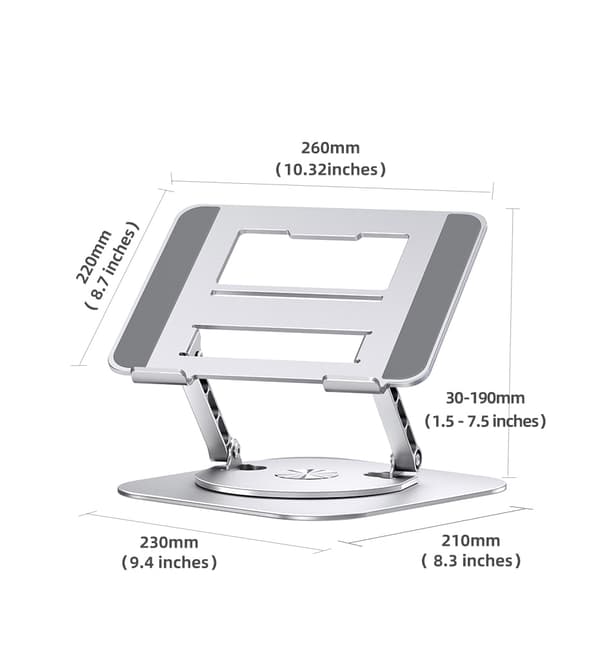 Laptop 360° roterbar bärbar datorhållare Lyftbart aluminiumstativ silver