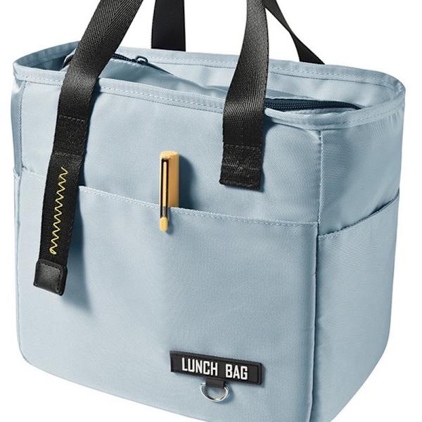 Eristetyt Bento-lounaslaukut suuren kapasiteetin vetoketjulla blue 23*14*22cm