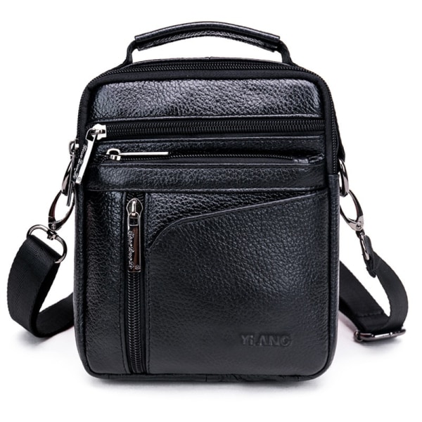 Mænd læder skuldertaske Messenger Satchel Crossbody håndtaske black