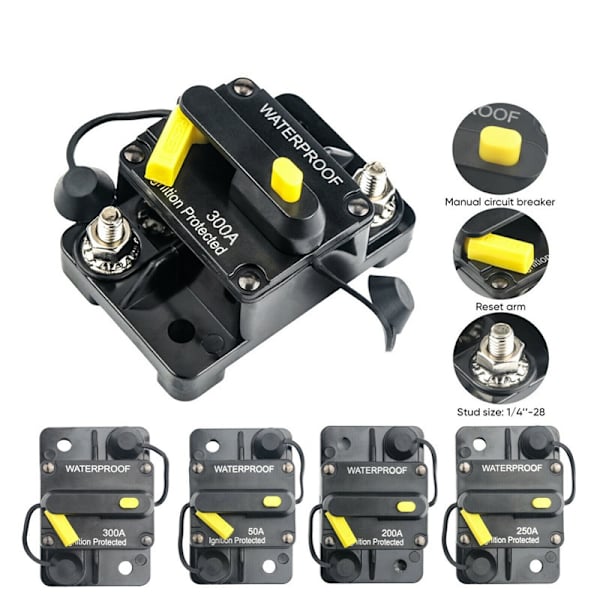 Bil Auto Marin Båt Stereo Audio Inline Circuit Breaker Säkring Red 70A