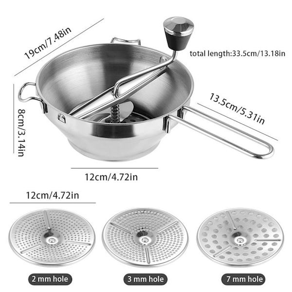 Kartoffel Ricer Professional Masher Manuel Juicer Presser Køkkenværktøj i rustfrit stål silver
