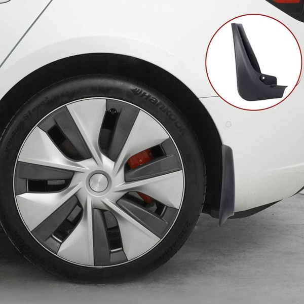 4 STK Stænkklapper til Tesla Model 3 Forreste Stænkskærme Fender Kit Bright black Model 3