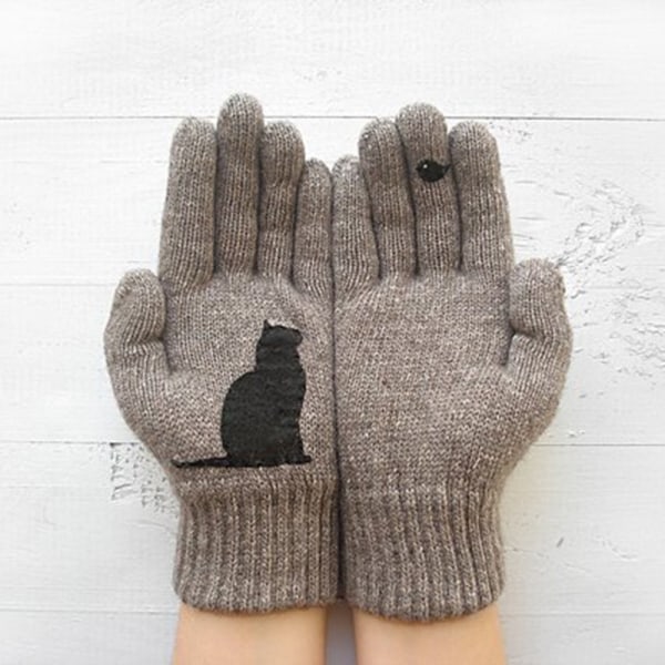 Vinterhandskar för män Kvinnor Tonåringar Print thermal stickade handskar pink 15*25cm
