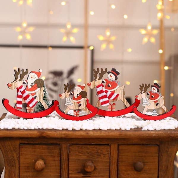Juldekorativa träglasleksaker Jultomten Älg hemprydnadsdekor Small Snowman 1pc