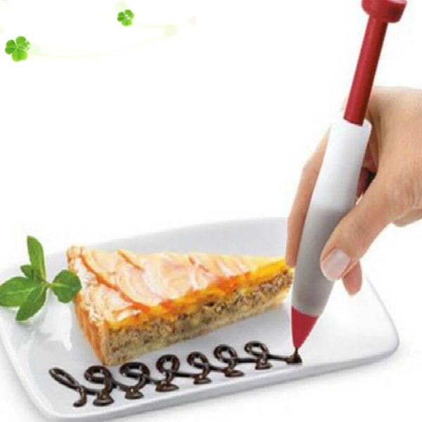 Silikoni kirjoituskynä suklaa koristelu työkalut kakku mold red+white 2pcs