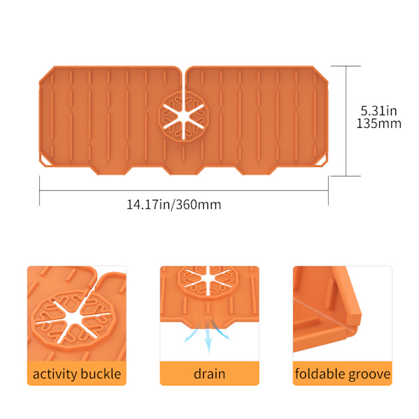 Køkken Vandhane Absorberende Mat Vask Splash Guard Silikone gray 360*135mm